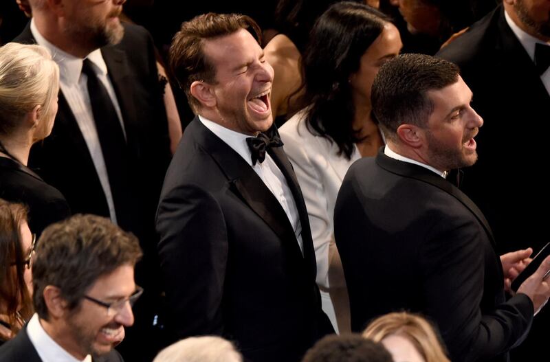 Bradley Cooper appears in the audience at the Oscars. AP