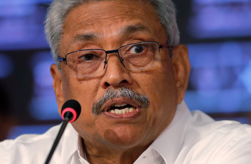 Former Sri Lankan president Gotabaya Rajapaksa was defence minister during the country’s civil war that ended in 2009. AP