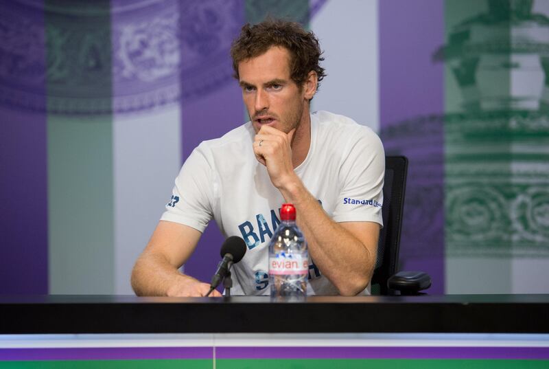 Tennis - Wimbledon - London, Britain - July 12, 2017  Great Britain’s Andy Murray during a press conference after losing his quarter final match against Sam Querrey of the U.S.   REUTERS/Joe Toth/Pool