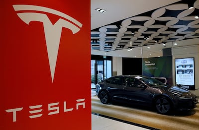 A Tesla model 3 car at the automaker's showroom in Singapore. Reuters