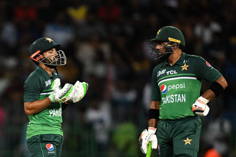 Mohammad Rizwan, left, and Iftikhar Ahmed powered Pakistan's innings. AFP