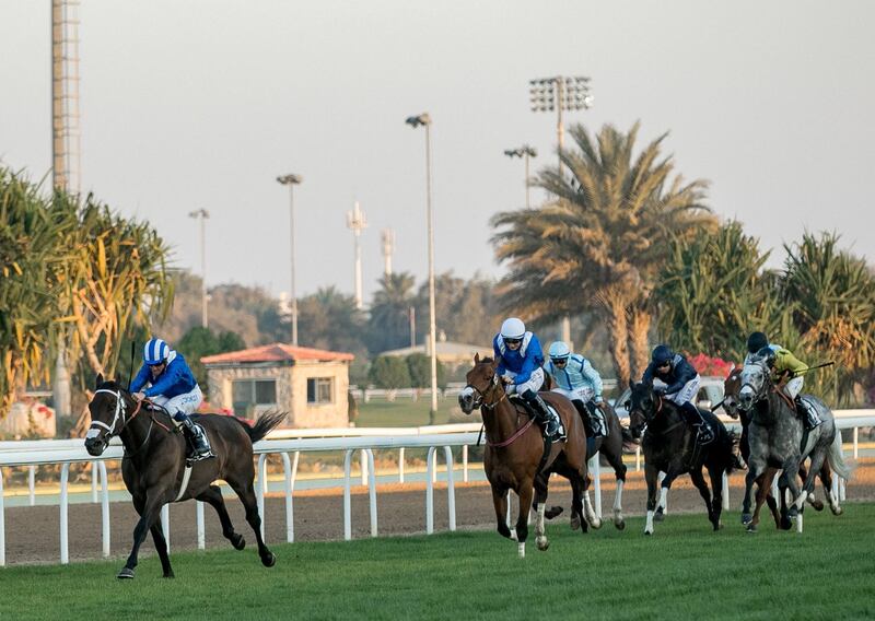 Abu Dhabi, UAE, March 4, 2018.  
RACE 4-  HH The President Cup.  Jim Crowley wins the HH The President Cup atop MUNTAZAH and Trainer:  Doug Watson.
Victor Besa / The National
Sports
Reporter: Amith Passela