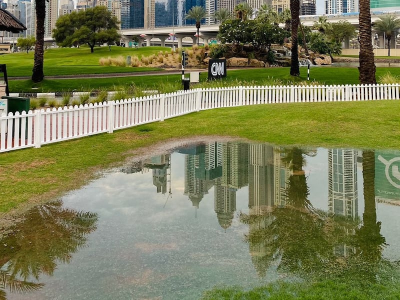 Rain has affected many parts of the Emirates Golf Club. Photo: Paul Radley / The National
