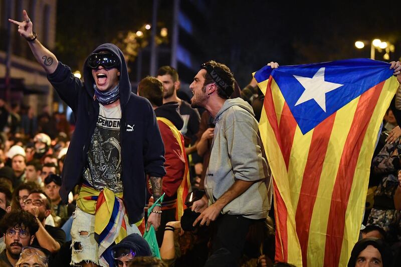 Demonstrators gather following a week of protests over the jail sentences given to separatist politicians by Spains Supreme Court in Barcelona, Spain. Getty Images