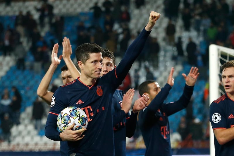 Robert Lewandowski after the match against Red Star. AP