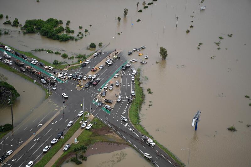 A blocked major intersection in Townsville. Getty Images