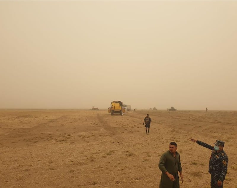 The Iraqi authorities say tracking the killers of the farmers from the air was difficult as dust restricted visibility and helicopters are vulnerable to sand and dust.
