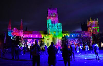 Durham Cathedral was also illuminated last year during Lumiere Durham, the UK's largest light festival. PA