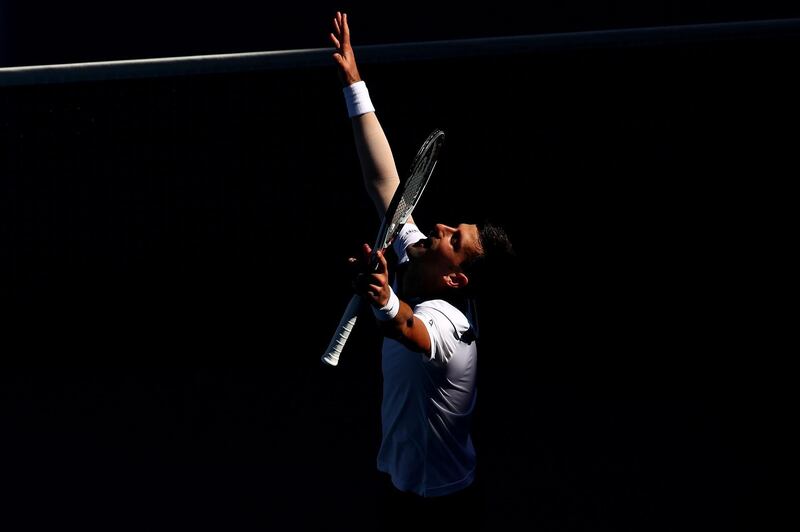 Novak Djokovic celebrates winning his first round match against Donald Young. Clive Brunskill / Getty Images