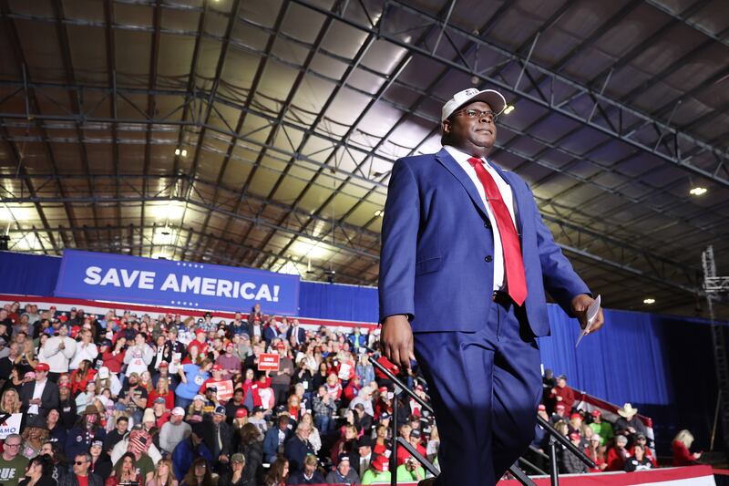 John Gibbs, a candidate for congress in Michigan, speaks at a rally hosted by Donald Trump. AFP