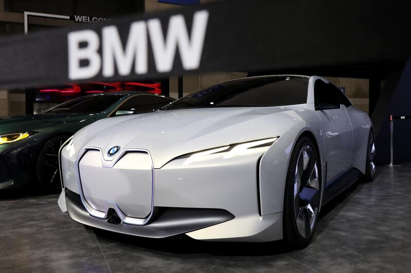 A BMW i Vision Dynamics concept vehicle sits on display. Seong Joon Cho / Bloomberg