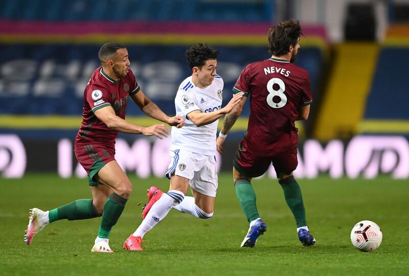 Ian Poveda (Shackleton, 45) – Came on to hug the right hand side and made an immediate impact, running at speed and getting up and down the touchline. Looked a bit raw, though, and gave the ball away too many times. Photo from Leeds v Wolves. Getty Images