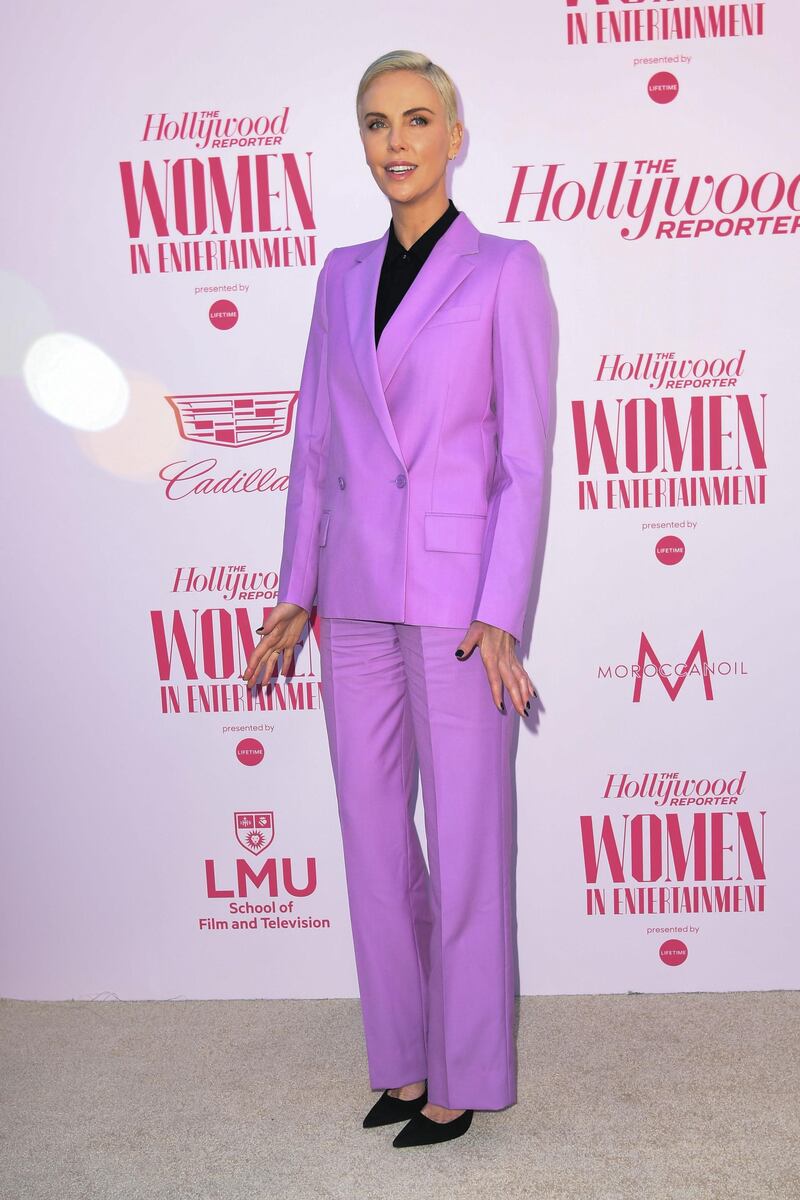 Actor Charlize Theron in Givenchy at the Hollywood Reporter's annual Women in Entertainment Breakfast Gala. AFP