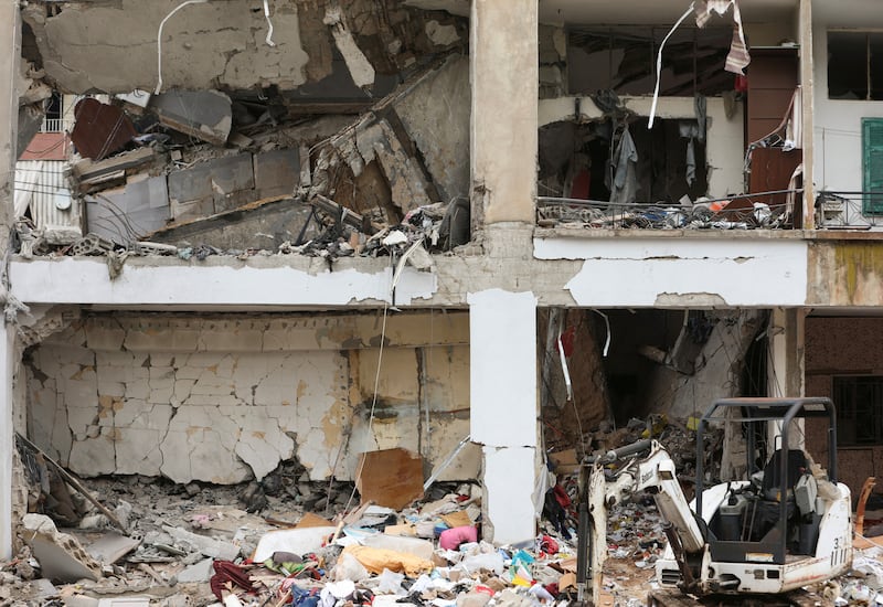 A damaged building after what security sources said was an Israeli strike in Nabatieh, southern Lebanon. Reuters