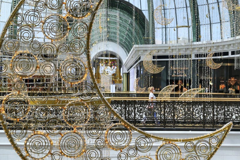 DUBAI , UNITED ARAB EMIRATES , April 12  – 2021 :-  Ramadan decoration at Mall of the Emirates in Dubai. ( Pawan Singh / The National ) For News/Online/Standalone