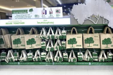 Carrefour is encouraging customers to bring their own recyclable bags by providing dedicated checkout counters and bonus Share points as incentives. Courtesy Majid Al Futtaim