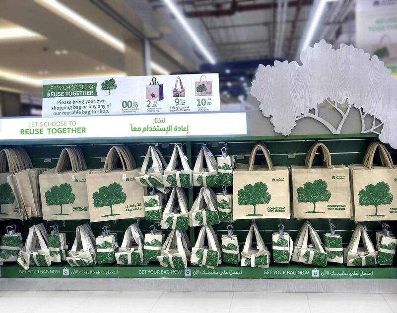 Carrefour is encouraging customers to bring their own recyclable bags by providing dedicated checkout counters and bonus Share points as incentives. Courtesy Majid Al Futtaim