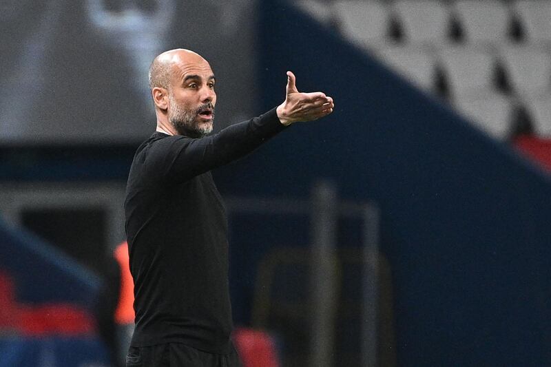 Pep Guardiola watches the action. AFP