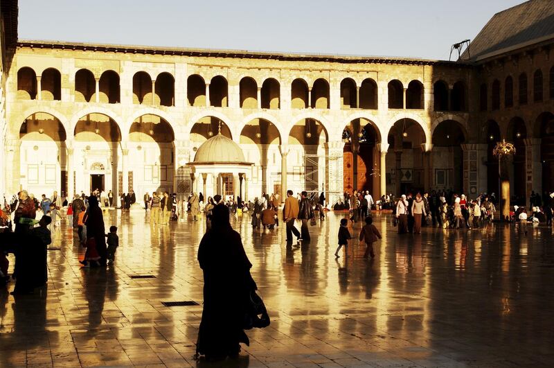 UNSPECIFIED - MAY 23:  Syria - Damascus. Ancient city. UNESCO World Heritage List, 1979. Umayyad Great Mosque, AD 705-715. Arcaded courtyard  (Photo by DEA / C. SAPPA/De Agostini/Getty Images)