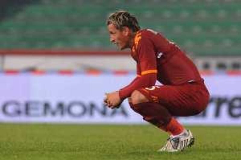 UDINE, ITALY - OCTOBER 28:  Philippe Mexes of AS Roma sohws is dejection  after the Serie A match Udinese Calcio and AS Roma at Stadio Friuli on October 28, 2009 in Udine, Italy.  (Photo by Dino Panato/Getty Images)