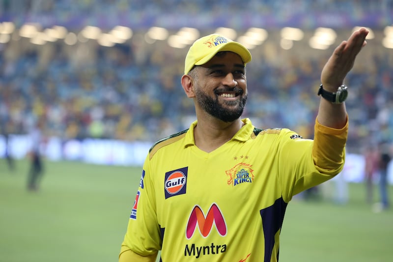 MS Dhoni, captain of Chennai Super Kings, during the final of the Indian Premier League 2021.