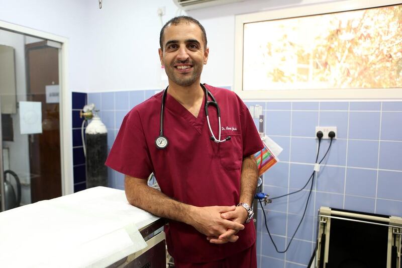 Dr Ahmad Jakish, one of three vets who performed cardiopulmonary resuscitation on the German national, outside their centre in Abu Dhabi