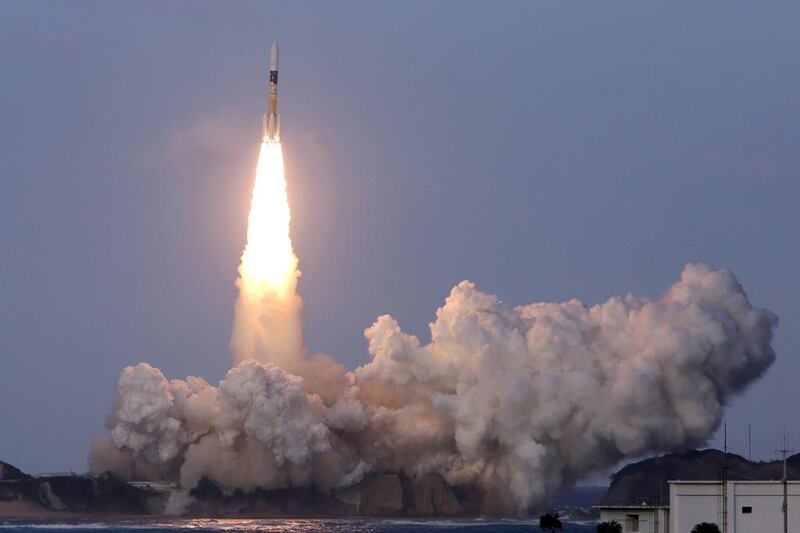 A file picture of Japan's H2A rocket lifting off from the southern island of Tanegashgima carrying a Canadian telecommunications satellite. Courtesy Jiji Press