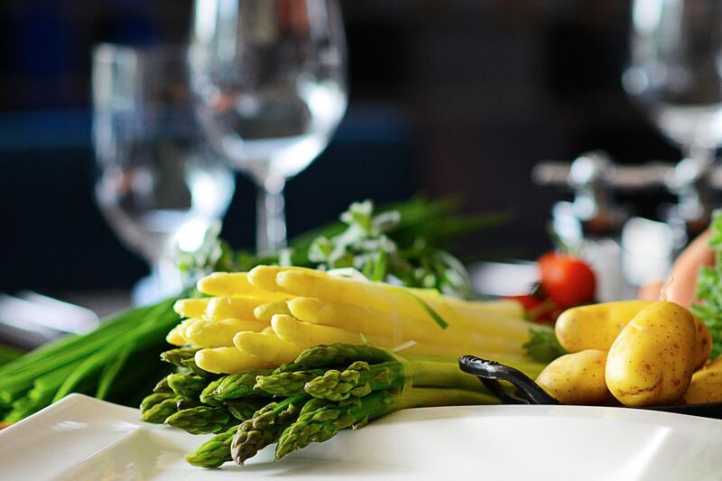 A handout photo of asparagus at The Blue Grill at Yas Island Rotana (Courtesy: Yas Island Rotana) NOTE: For Stacie Johnson's crown for Arts & Life *** Local Caption ***  stacie-crowns-al01.jpg