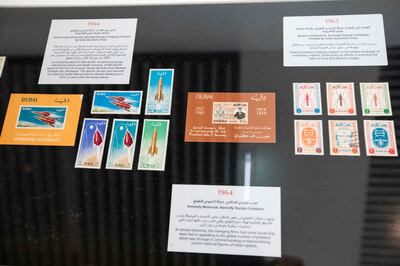 Space-themed stamps on display at Jameel Arts Centre 
