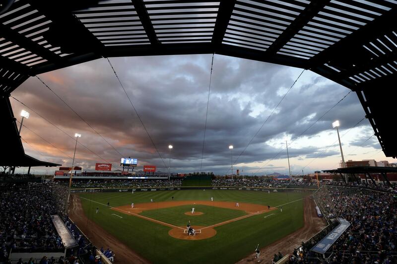 Chicago Cubs starting pitcher Alec Mills in action against an Oakland Athletics batter during the first inning of a spring training baseball game on Saturday, February 22. AP