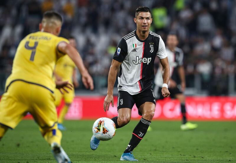 Juventus forward Cristiano Ronaldo controls the ball. AFP