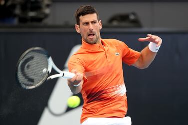 ADELAIDE, AUSTRALIA - JANUARY 05:  Novak Djokovic of Serbia competes against Quentin Halys of France during day five of the 2023 Adelaide International at Memorial Drive on January 05, 2023 in Adelaide, Australia. (Photo by Sarah Reed / Getty Images)