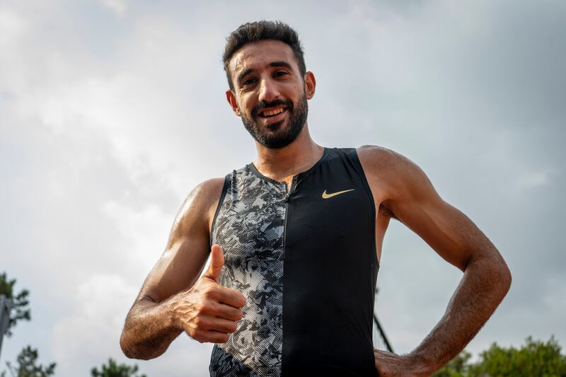 Lebanese sprinter Nour Hadid in his newly donated running gear.