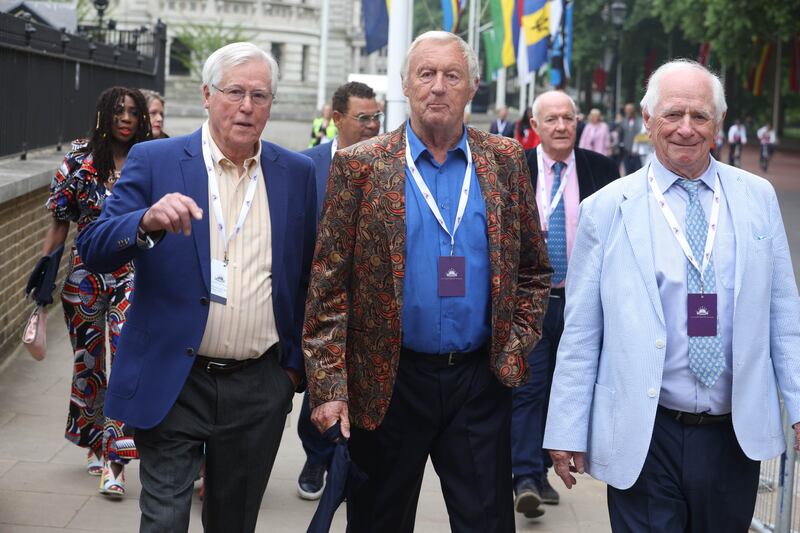 TV presenters John Craven, Chris Tarrant and Johnny Ball at the pageant. PA