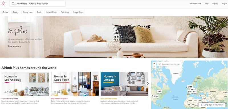 Airbnb has launched a new tier of accommodation "verified for quality and comfort".