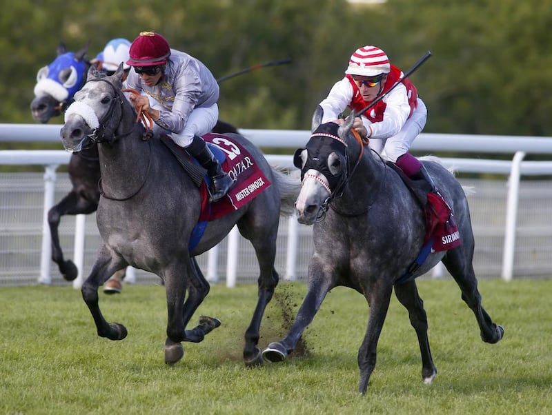 Sir Bani Yas and jockey  Jean-Bernard Eyquem,right, winning Qatar International Stakes 

at Goodwood back on August 1. They could not find that form on October 4 at Longchamp. Dan Abraham / racingfotos.com