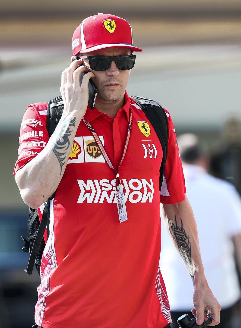 Abu Dhabi, U.A.E., November 22, 2018.  
 AUH F1.  Headshots.--  Kimi Raikkonen of Ferrari.
Victor Besa / The National
Section:  NA
Reporter: