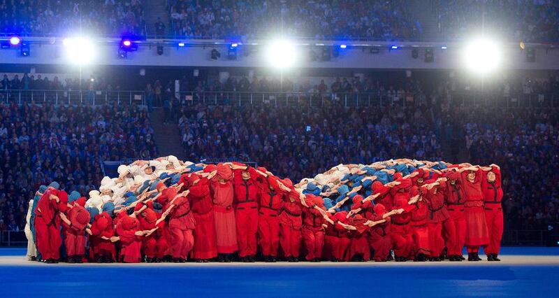 Dancers perform during the Paralympics opening ceremonies on Friday. Julian Stratenschulte / EPA / March 7, 2014