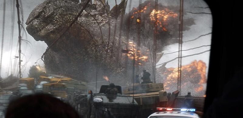 Above, a scene from the movie Godzilla. Warner Bros Pictures / AP Photo