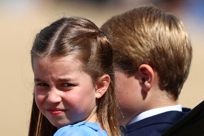 Charlotte and George during the queen's birthday parade in June 2022. AFP