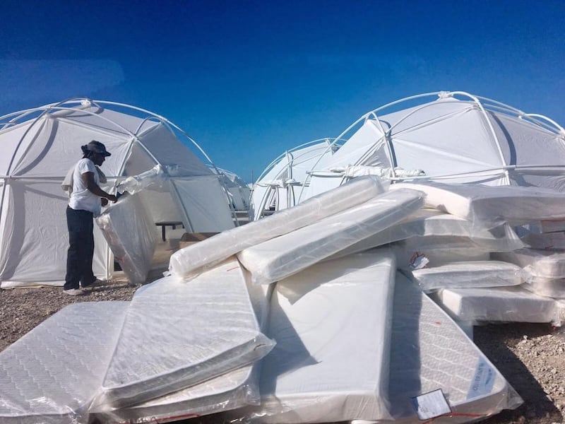 Mattresses and tents for attendees of Fyre Festival. AP