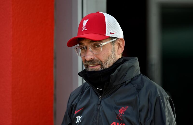 LIVERPOOL, ENGLAND - OCTOBER 20: (THE SUN OUT, THE SUN ON SUNDAY OUT) Jurgen Klopp manager of Liverpool during a training session ahead of the UEFA Champions League Group D stage match between Liverpool FC and Ajax Amsterdam at Melwood Training Ground on October 20, 2020 in Liverpool, England. (Photo by Andrew Powell/Liverpool FC via Getty Images)