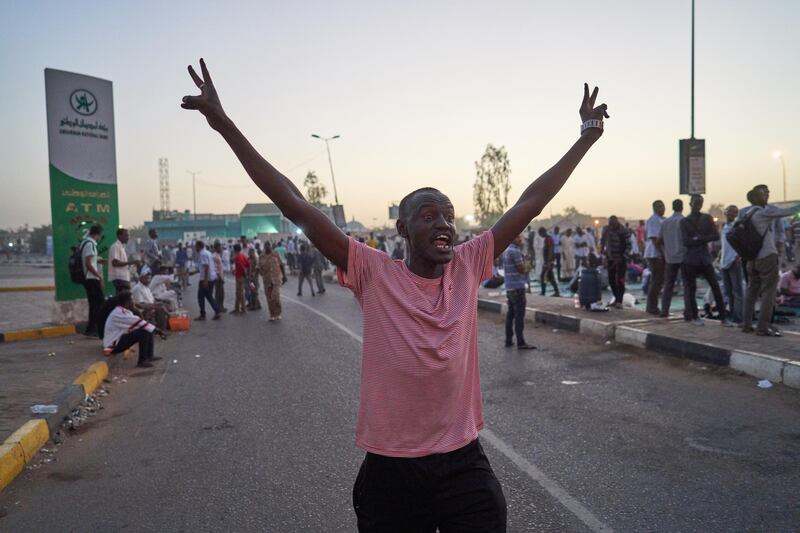 KHARTOUM, SUDAN - MAY 07: A protester chanting soon after iftar on May 07, 2019 in Khartoum, Sudan. (Photo by David Degner/Getty Images)