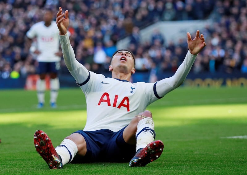 Tottenham Hotspur's Dele Alli looks dejected after a missed chance. Reuters