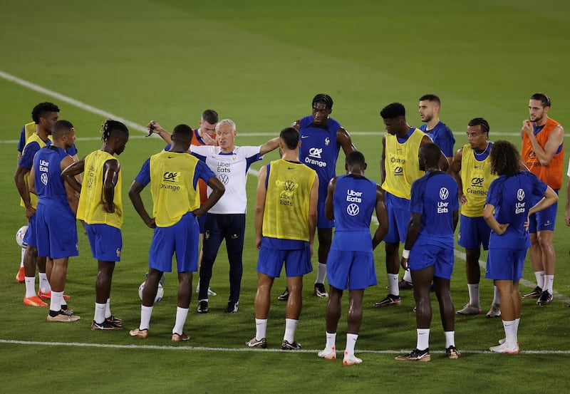 France manager Didier Deschamps talks to his players. Getty