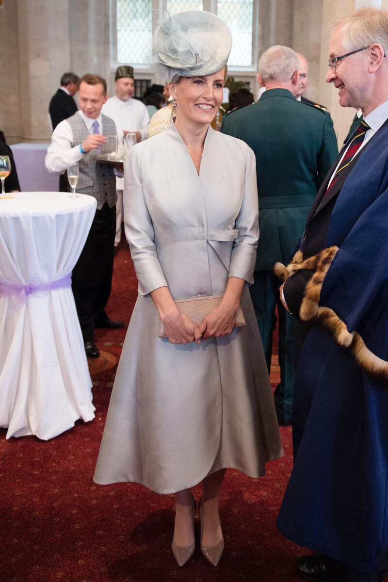 LONDON, ENGLAND - JUNE 10:  Sophie, Countess of Wessex attends a lunch after the National Service of Thanksgiving as part of the 90th birthday celebrations for The Queen at The Guildhall on June 10, 2016 in London, England.  (Photo by Jeff Spicer/Getty Images)