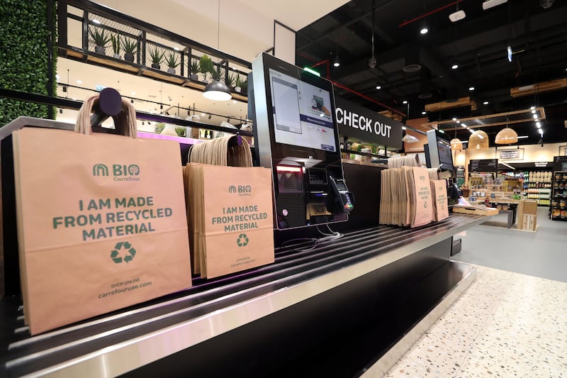 Carrefour supermarket chain has also welcomed the move away from single-use plastic bags. Chris Whiteoak / The National