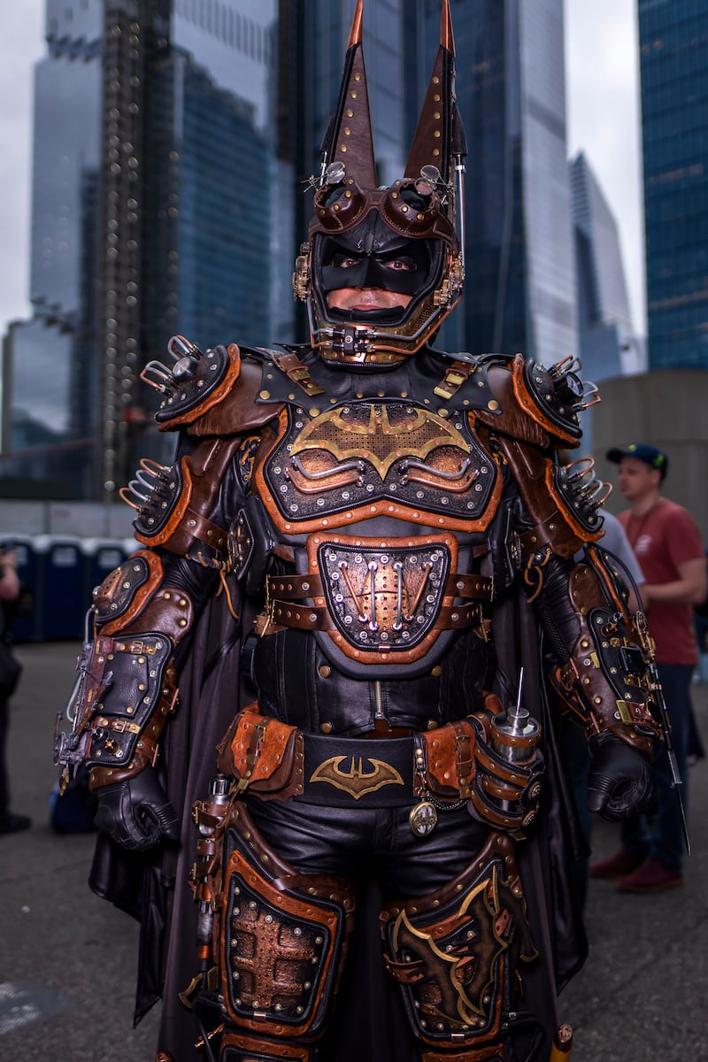 A steampunk Batman poses at the New York Comic Con. Charles Sykes / Invision / AP