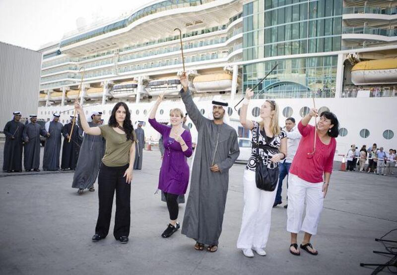 A spot of traditional dancing practice for passengers on the cruise liner <i>Brilliance of the Seas</i> in Abu Dhabi yesterday.