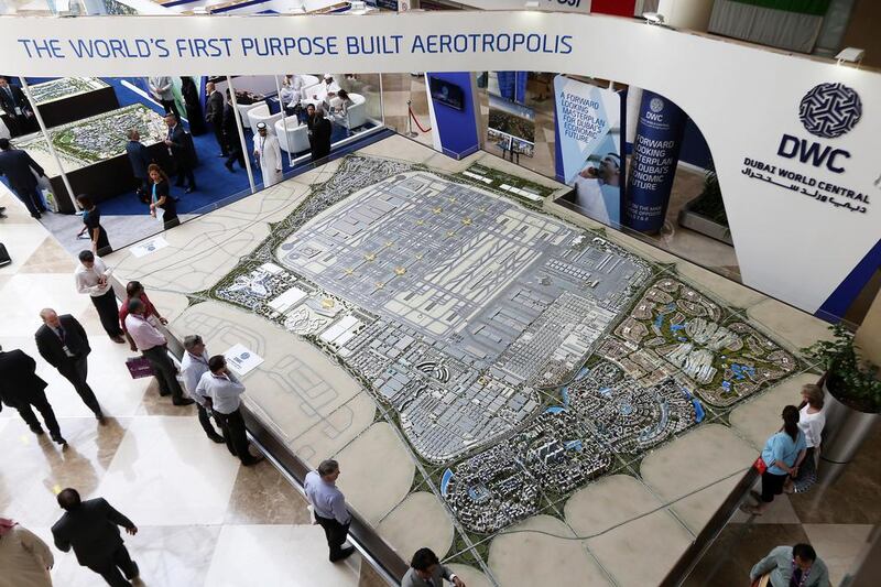 Even on a scaled down version, the Dubai World Central mock up on display at Cityscape Global looks grand. Pawan Singh / The Nationa